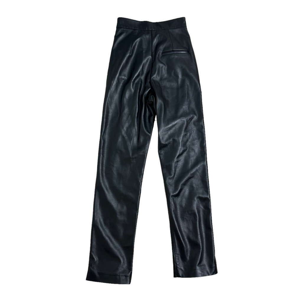 Matériel Pants Faux Leather Lace Up Slouchy Sexy Black High Rise 6 Small - Picture 5 of 9